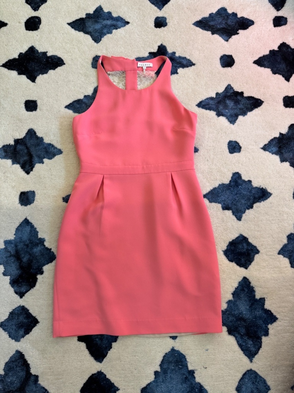 Sandro Salmon Pink Mini Dress with Lace Detail (US Sz 4-6) (Sandro Sz 2)